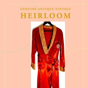 Heirloom Vintage Satin Robe Cherry Red Mediun